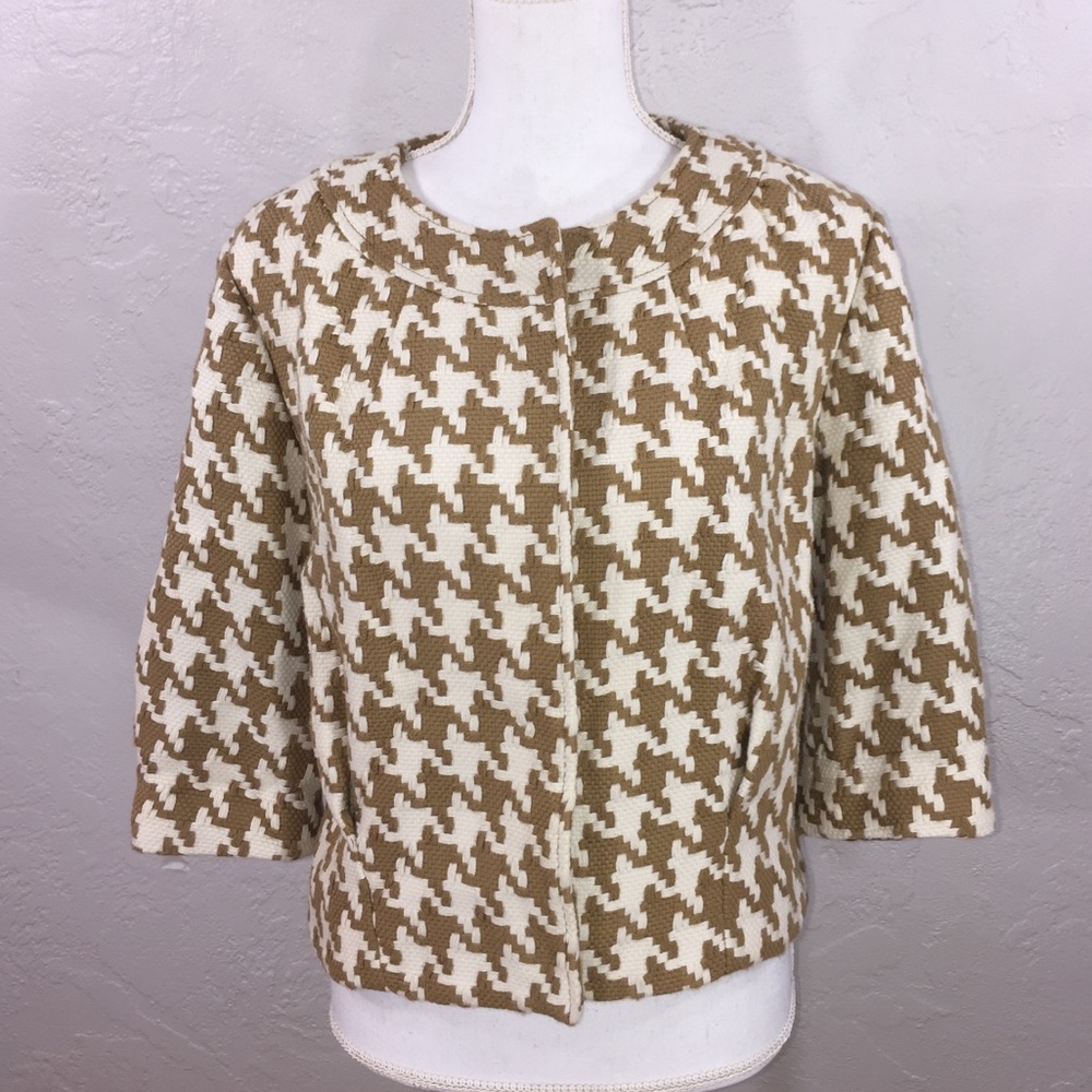 Michael Kors tan white houndstooth jacket